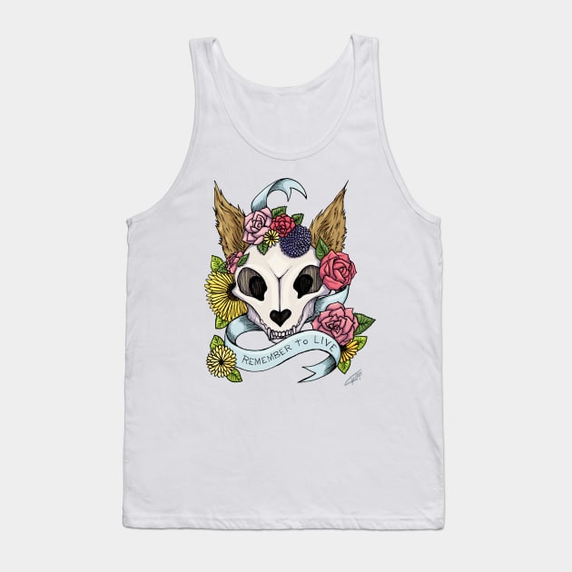 Cat Skull - Remember to Live Tank Top by ace-of-lords